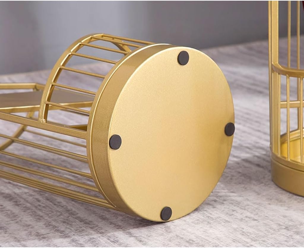 Double-Layered Metal Umbrella Stand, Creative Iron Bucket for Short & Long Umbrellas, Stylish Hallway Decor, Gold Finish (30x61cm) image 5