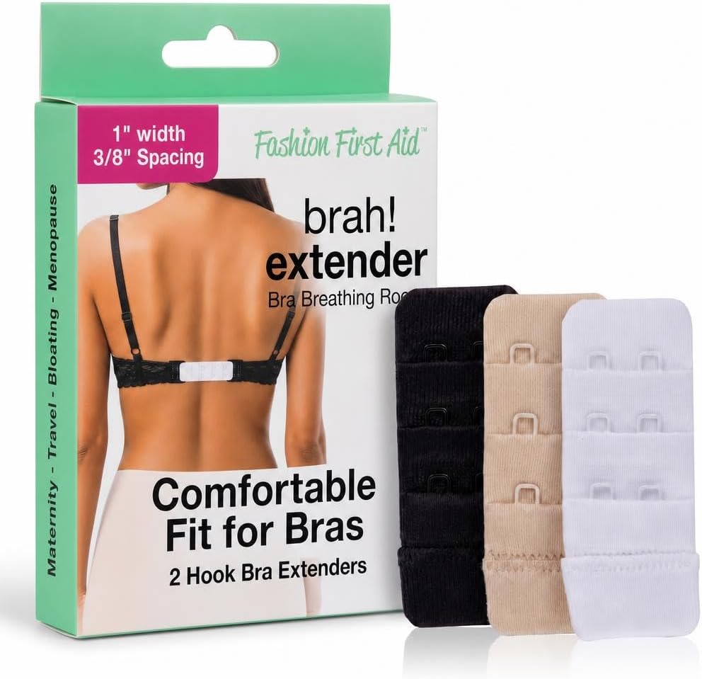 Brah! Extender: 2 & 3 Hook Bra Extenders Strap, White/Beige/Black for Women | Hook-and-eye bra band expander & extension - all-day comfort soft microfiber fits 2 or 3 prong, 3 pack