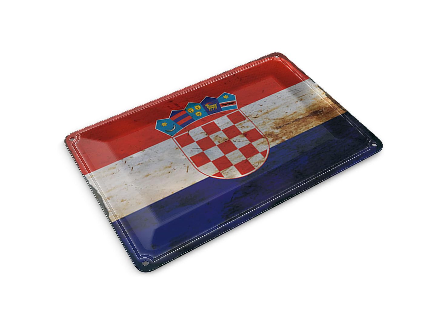 Femer Tin Postcard Croatia Flag 14 x 10 cm Flag of Croatia Rust Decorative Sign