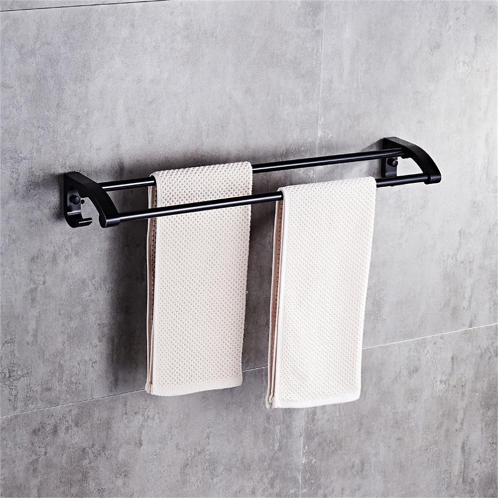 Étagère à serviettes de douche et accessoires noirs pour une salle de bain moderne
