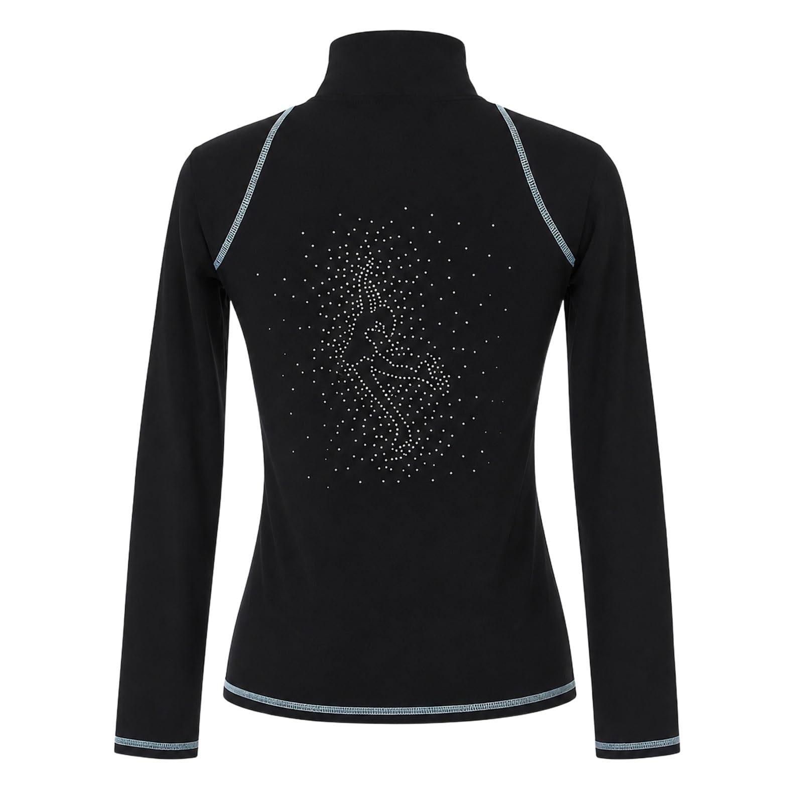 Damen Teens Eiskunstlauf Jacke Reißverschluss Training | Stehkragen mit Reißverschluss, formende Einsätze und Strassdetail am Rücken for Eislauf Tanz und Warm up.