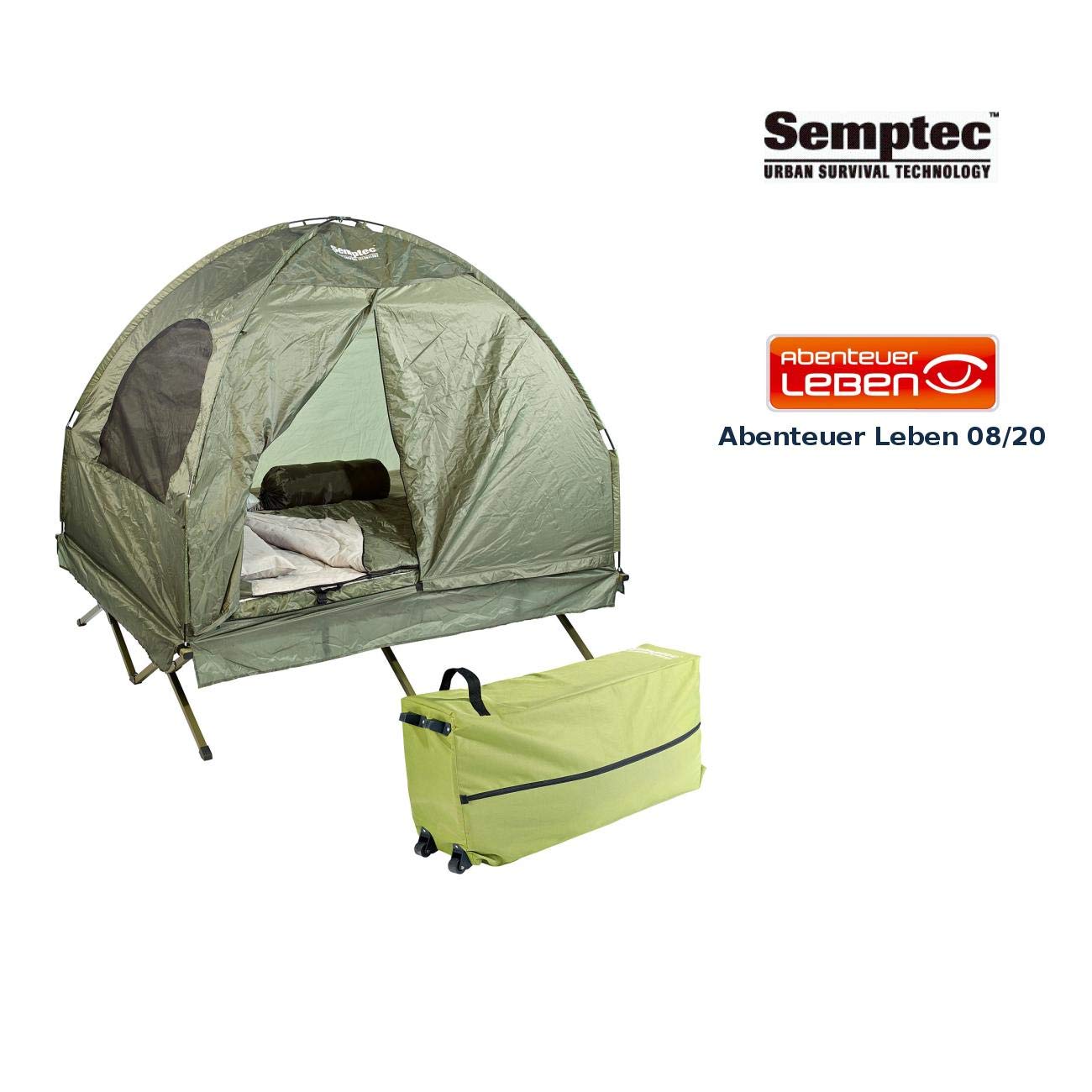 Semptec Urban Survival Technology Feldbett Doppelbett: 4in1-Doppelzelt/2 Schlafsäcken, Matratze, Liege & Kissen (refurbished) (Doppel Feldbett mit Matratze, 2 Personen mit, Bett)