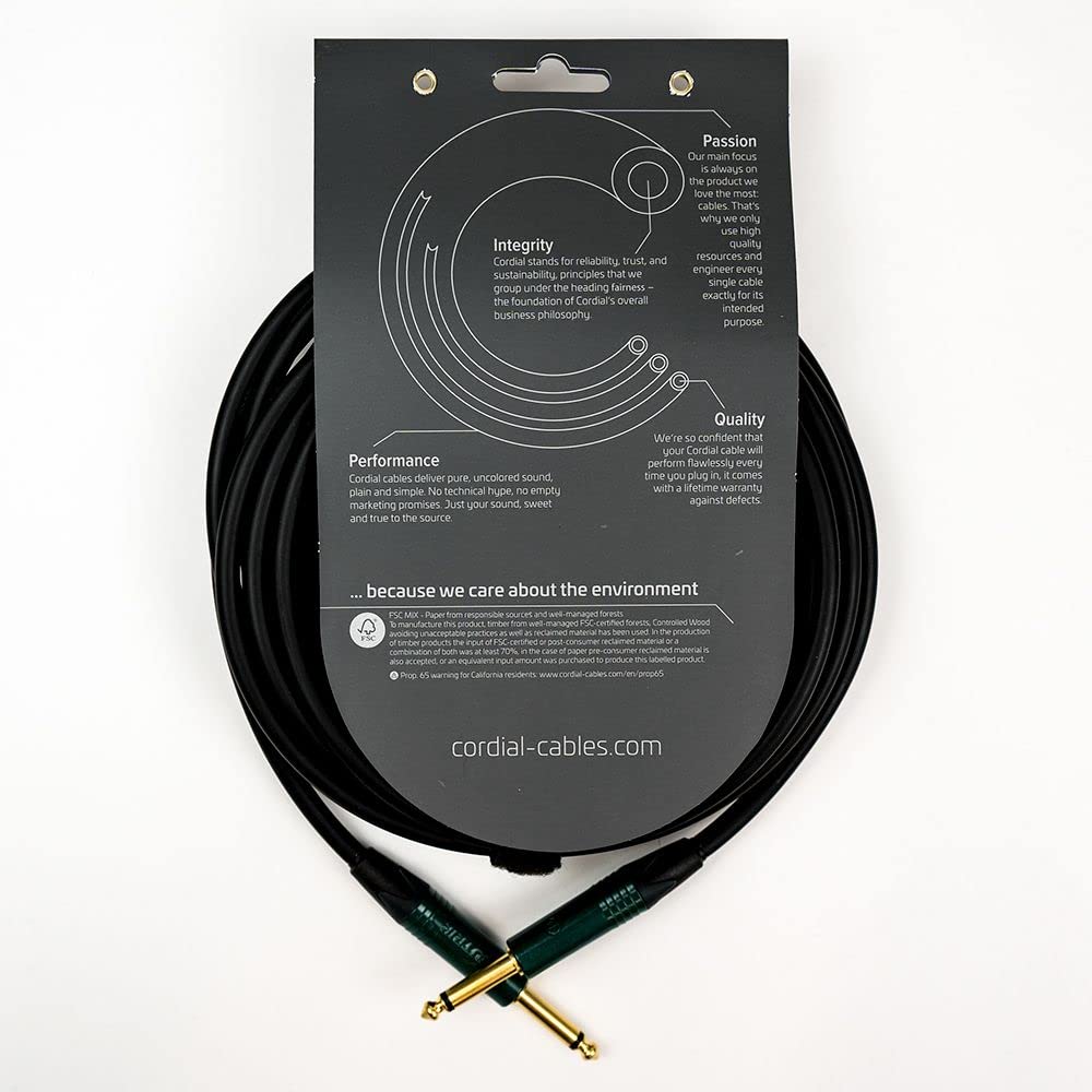 Cordial – Cavo Strumento Musicale 6 m, Jack TS Maschio/Jack TS Maschio, Connettori NEUTRIK Placcati Oro, Guaina PVC, Schermatura Doppia (CRI 6 PP)