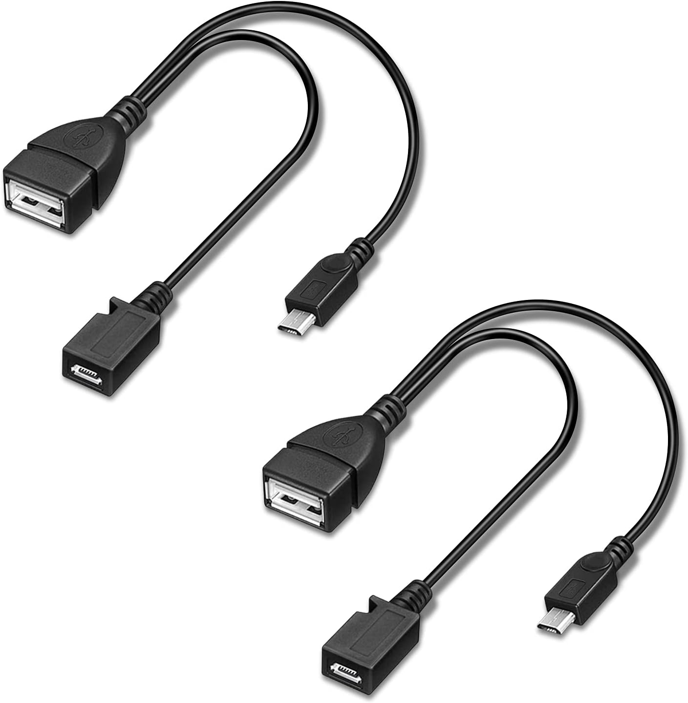 OTG Cable for Fire TV Stick 4K Max/Lite/Cube, Compatible with PlayStation Classic, SNES Mini - Host Micro USB OTG Adapter with Power Passthrough, 2-Pack