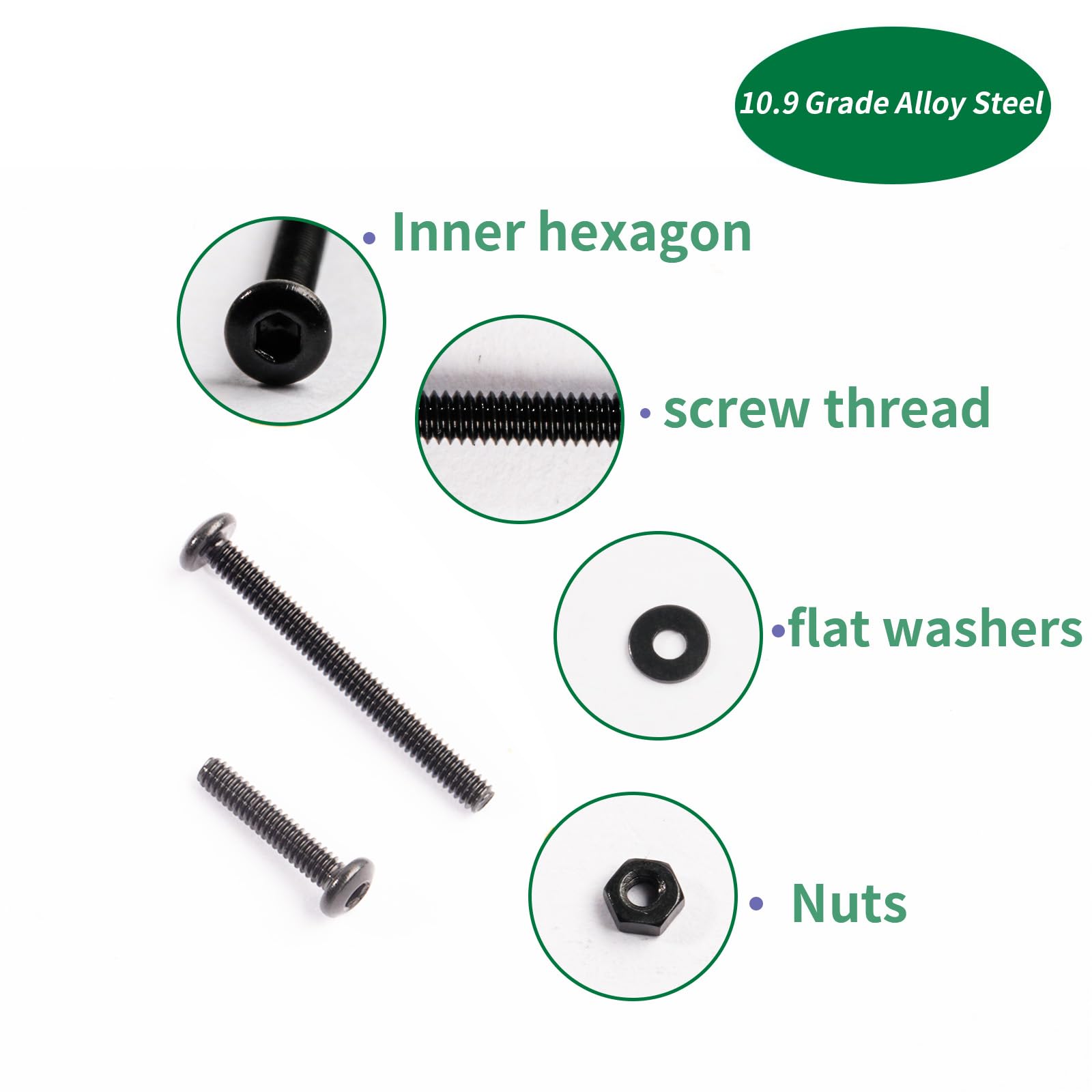 520-Piece M2 Flat Head Machine Screw Kit – Countersunk, Carbon Steel, 9 Lengths (4-20mm), With Nuts, In Plastic Storage Box, For Laptops, Electronics, Appliances