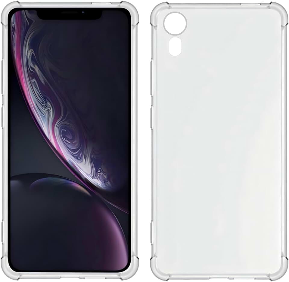 USTIYA Capa para iPhone XR 6.1“ Capa de Uso Resistente, Bumper de Absorção de Choques em TPU Transparente, Protector da Câmera, com Espessamento nas Quatro Pontas da Carcasa.