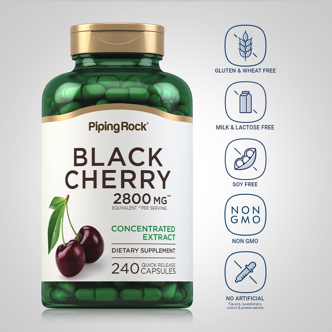 Piping Rock Black Cherry Extract Concentrate | 240 Capsules | Non-GMO, Gluten Free Supplement - Image 3