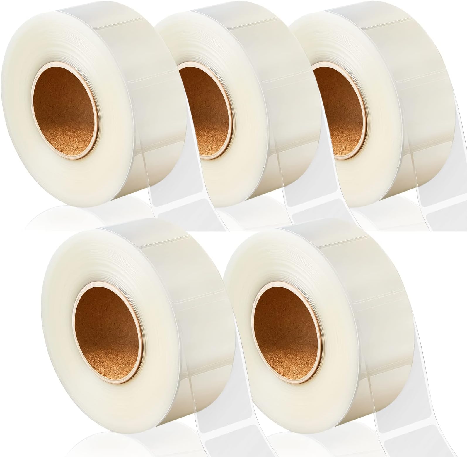 Zonon 5 Rolls (2500 Pieces Total) Clear Stickers Waterproof Barcode Label Protector Library Label Protector for Protecting Packages, Envelopes, Letter Books, Numbers