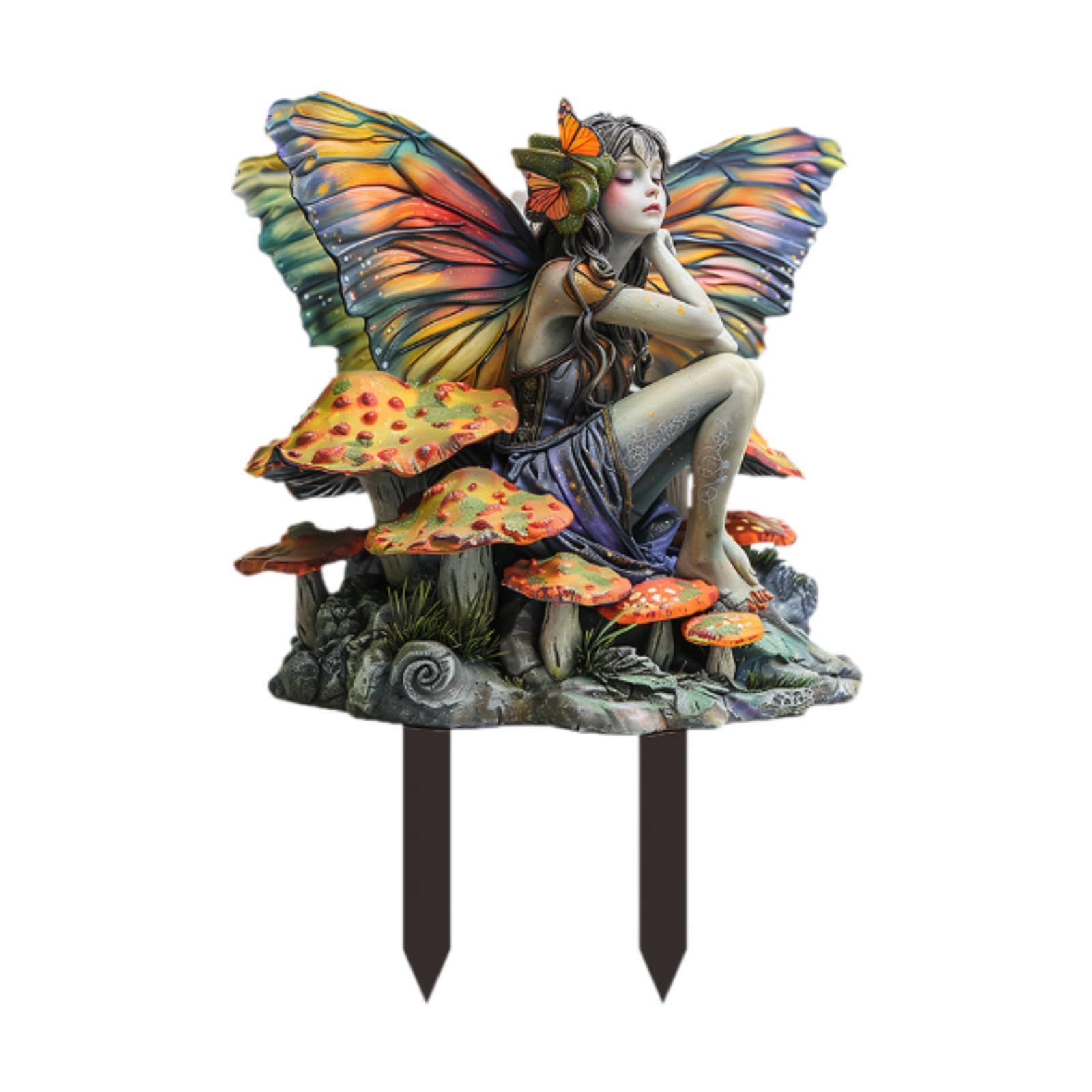 Elf Fairy Garden Stake 2D Acrylic Sign for Indoor Outdoor Flower Bed Lawn Statues & Lawn Ornaments-picture-27