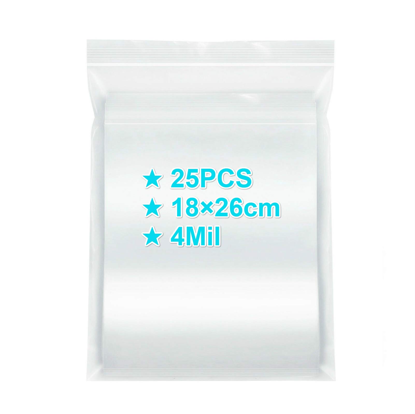Ydd 4Mil Resealable Ziplock Bags 18×26Cm, 25Pcs, 3 Mil Extra Thick Medium Size Clear Plastic Grip Seal Bags With Lock Seal Zipper, Storage Pouches For Food Sandwich Mask Incense Packaging