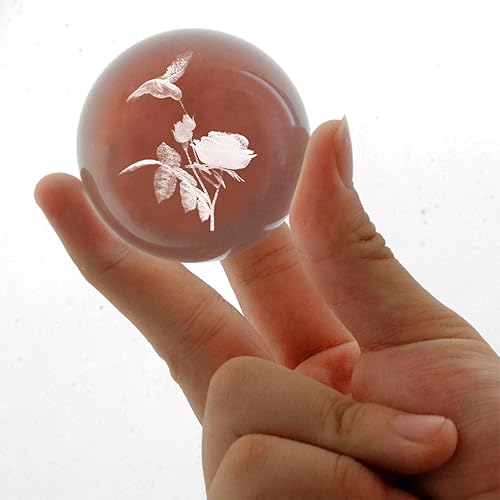 Miniatura 3 de Bola de cristal de colibrí 3D de 2.362 in, pisapapeles grabada con láser, figura de pájaro de colibrí, esfera de cristal, globo de cristal con