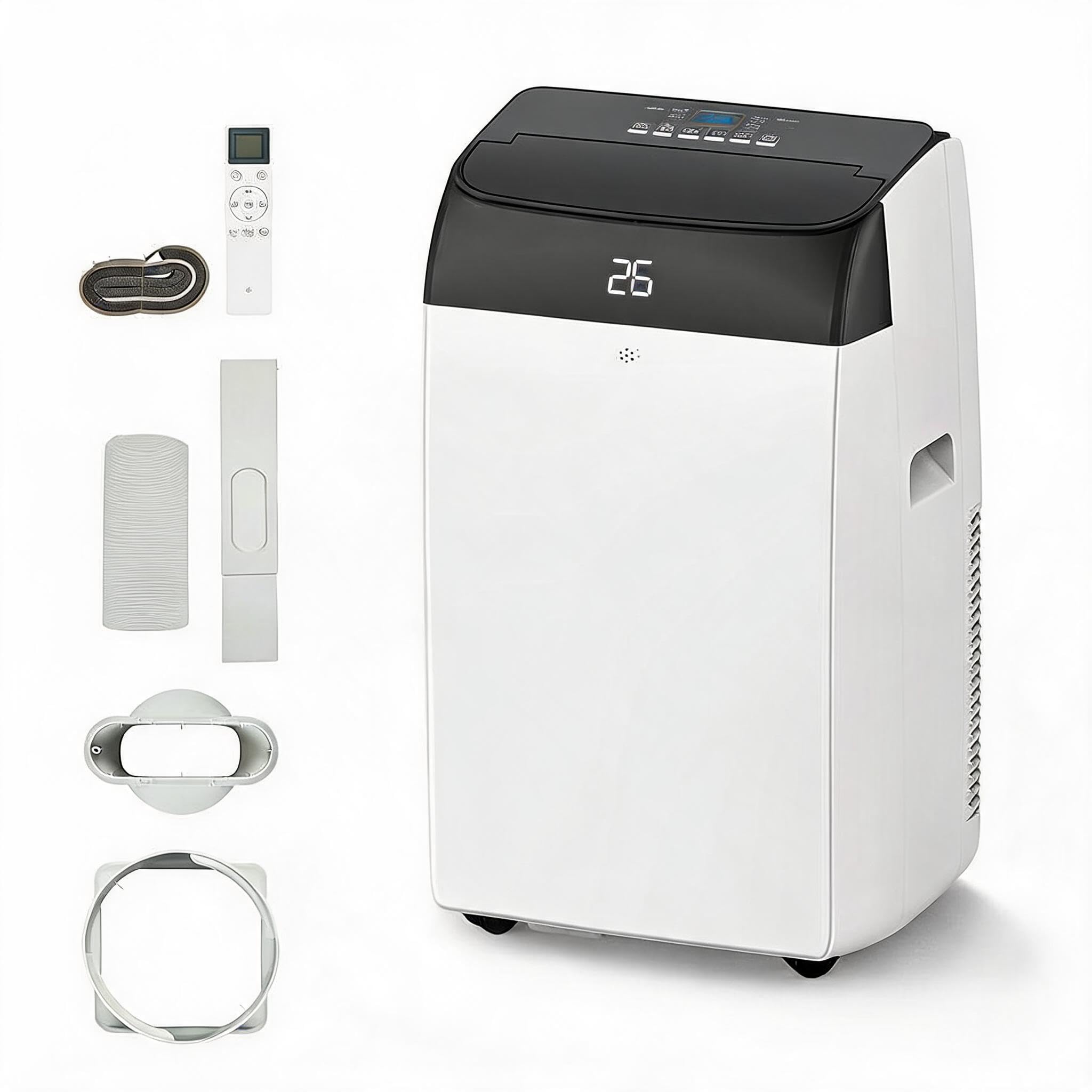 Acekool White 5-In-1 12000 Btu Portable Air Conditioner With Heater – Mobile Ac, Energy Efficient Cooling, Heating, Dehumidifier (30L/Day), Fan, Smart Follow-Me, Quiet 48Db, Covers Up To 550 Sq.ft, Window Kit,