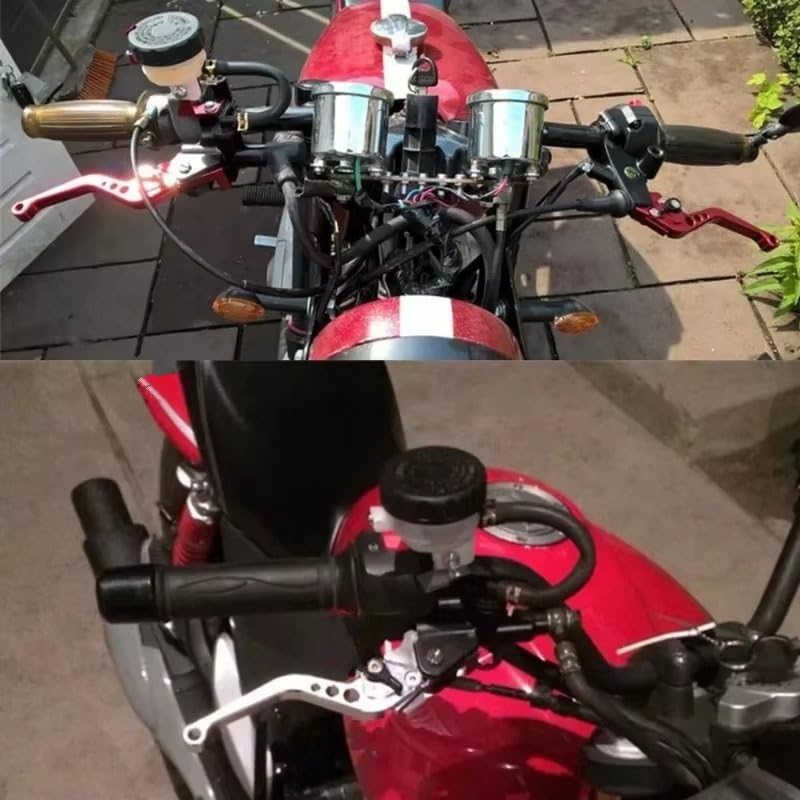 Leve Freno Frizione Moto Kit Leve Serbatoio Frizione Freno Pompa Freno Universale CNC Per Motocicletta Per Manubrio Da 7/8" 22 Mm(Sliver)