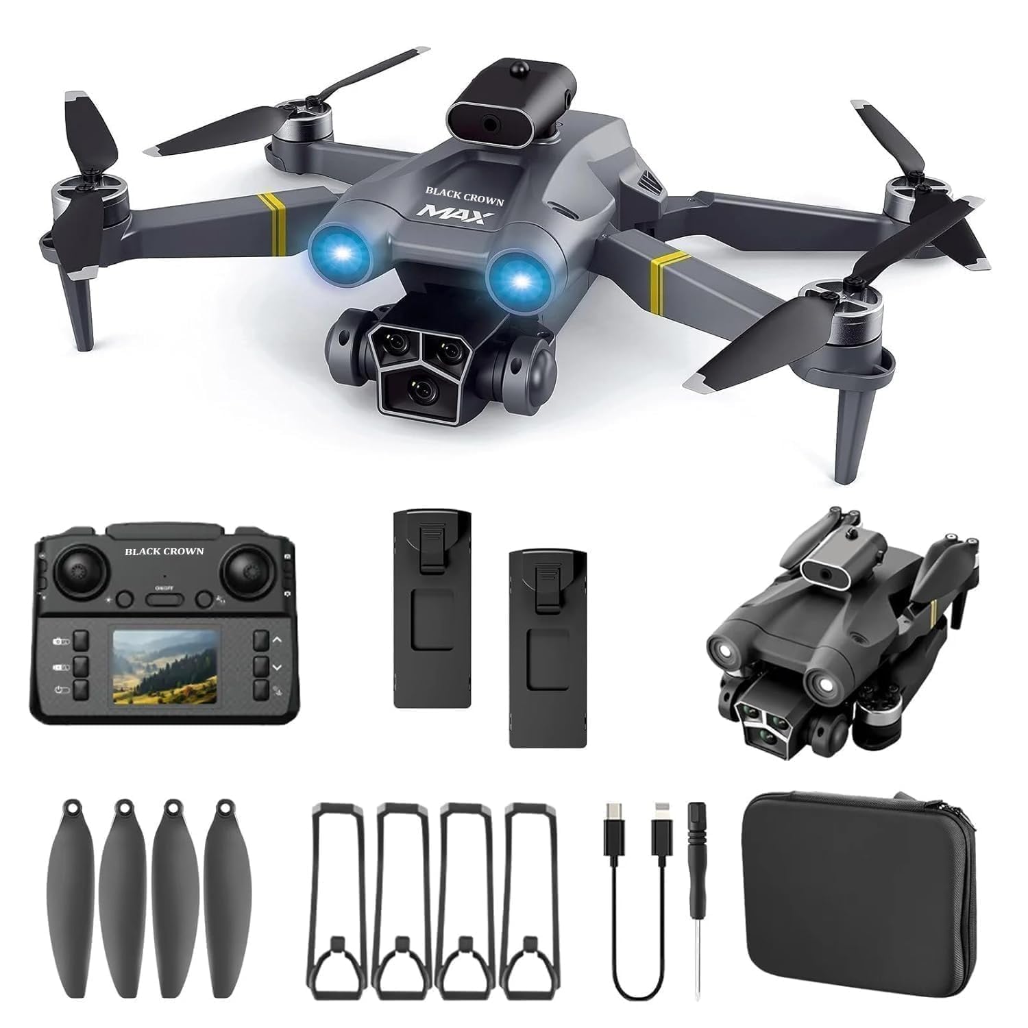 M3 ULTRA Brushless Drone Five Sided Obstacle Avoidance with Dual Battery, 4K 1080P HD Dual Camera WIFI FPV, Flips Mode App One Key Headless Mode functionality-image-7