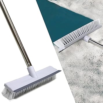 Zorzel Floor Scrub Brush with Long Handle, Stiff Bristle Brush Scrubber, Cleaning Brush for Deck, Bathroom, Tub, Tile, Grout, Kitchen, Swimming Pool, Patio, Garages