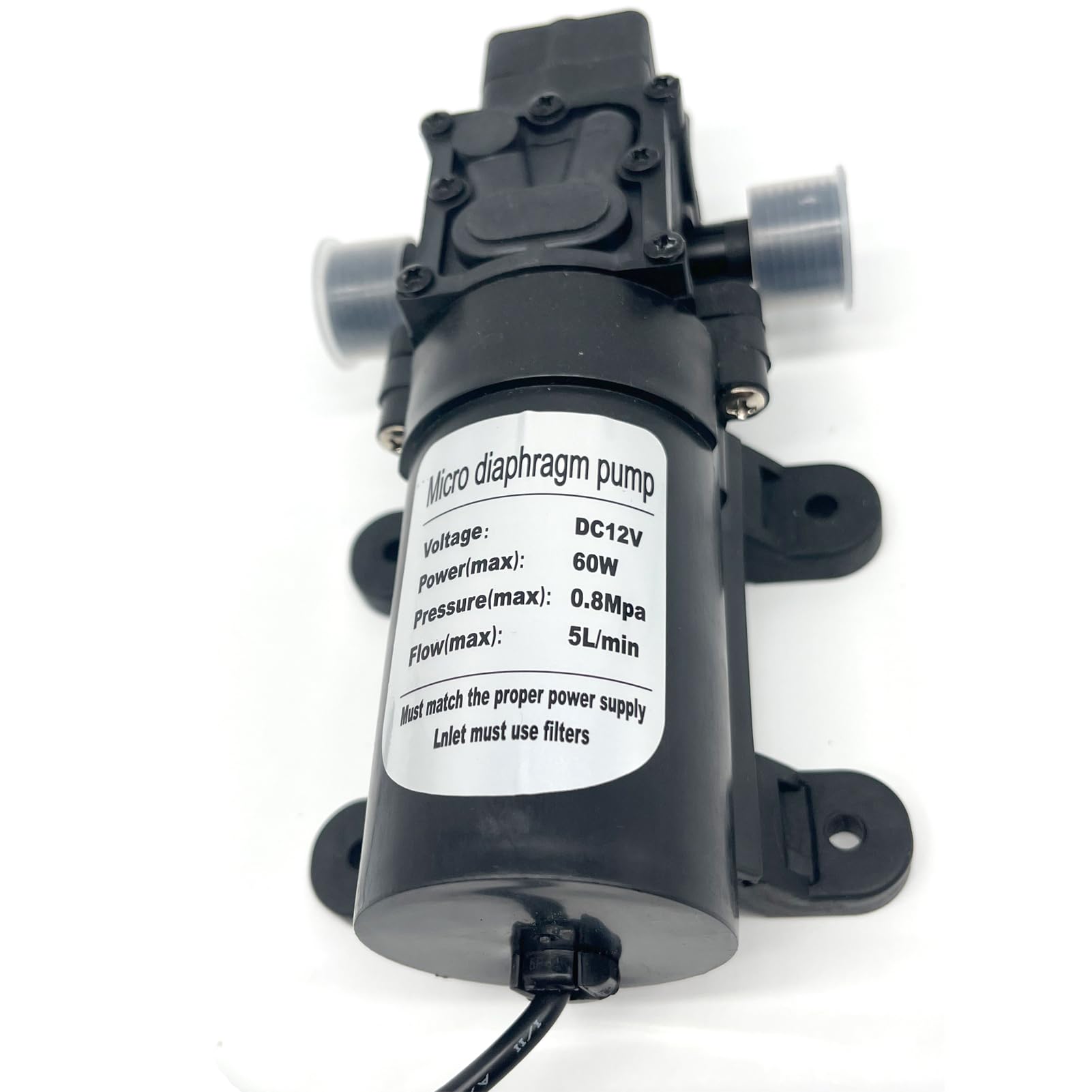 Pompa Acqua Camper, DC 12V Pompa Dell'Acqua Ad Alta Pressione 5 L/min 116psi 60W Pompa Dell'Acqua Autoadescante Pompa Dell'Acqua Per Camper, Barche, Roulotte E Il Giardino