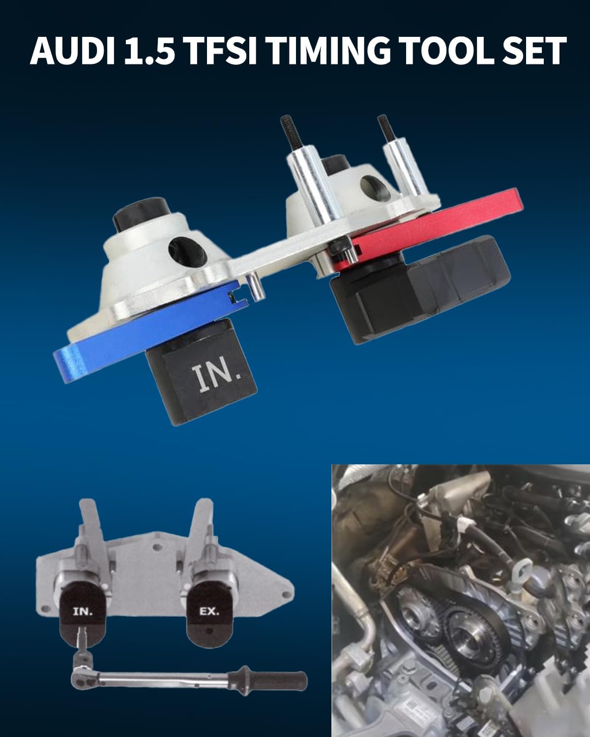 DPTOOL Engine Timing Tool Kit Compatible with Volkswagen Audi Skoda Seat 1.5L TSl Petrol Engine Since 2017 Replace VAS 611 007, T10499A, T10504/1, T10340, 1376-A, G 1376A, T10550/2/3