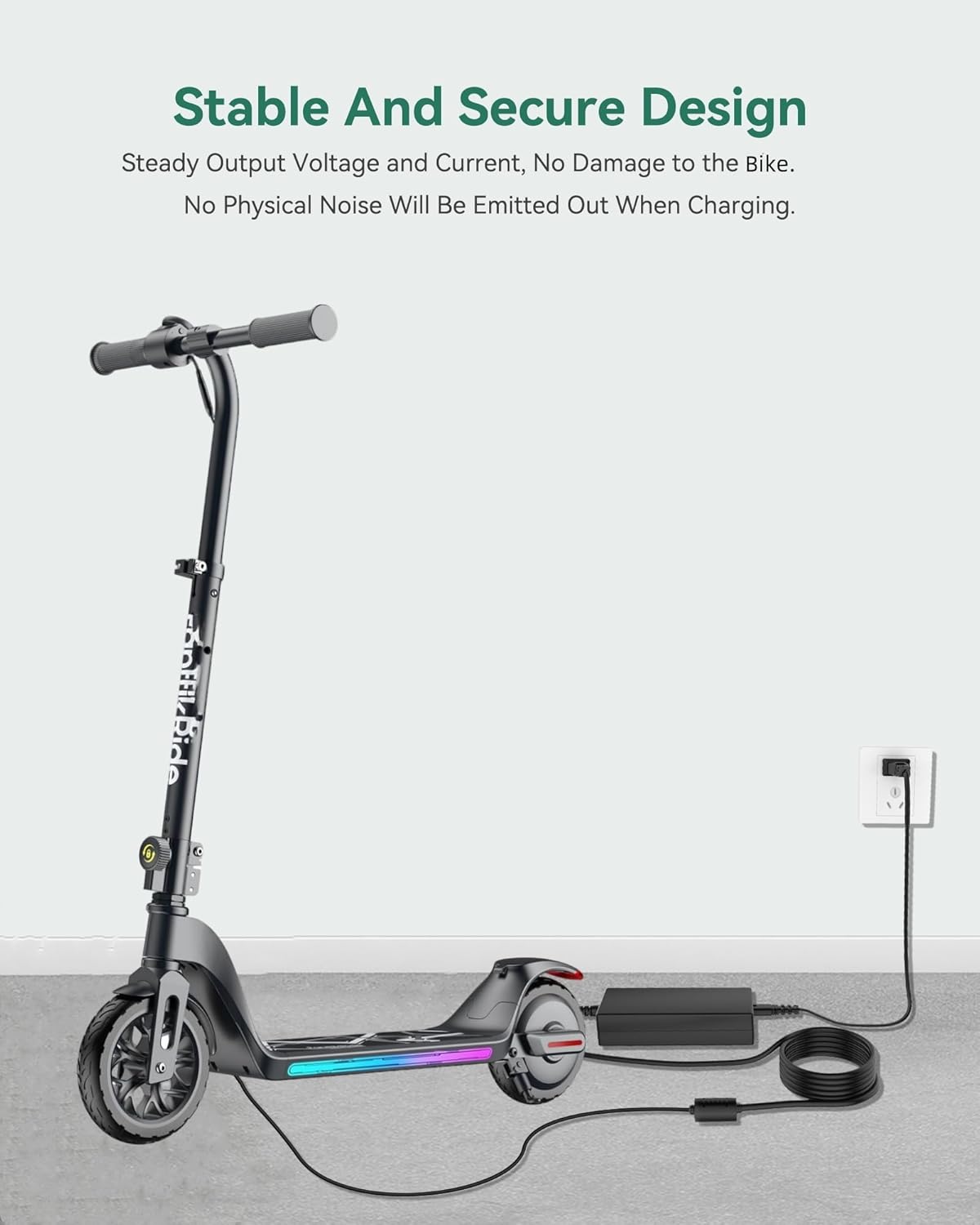 Image showing the FITE ON charger connected to a FanttikRide C10 Pro Electric Scooter for charging.