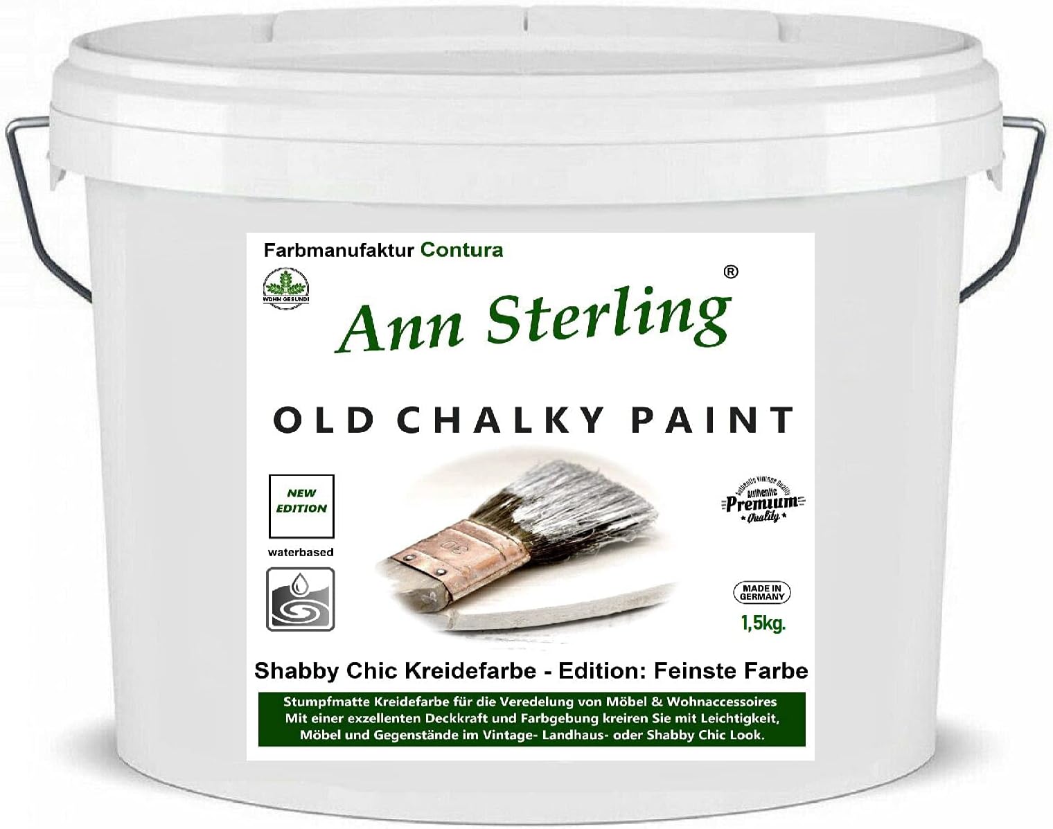 Ann Sterling shabby chic chalky paint, colour: canny grey, 1.5 kg/1 litre