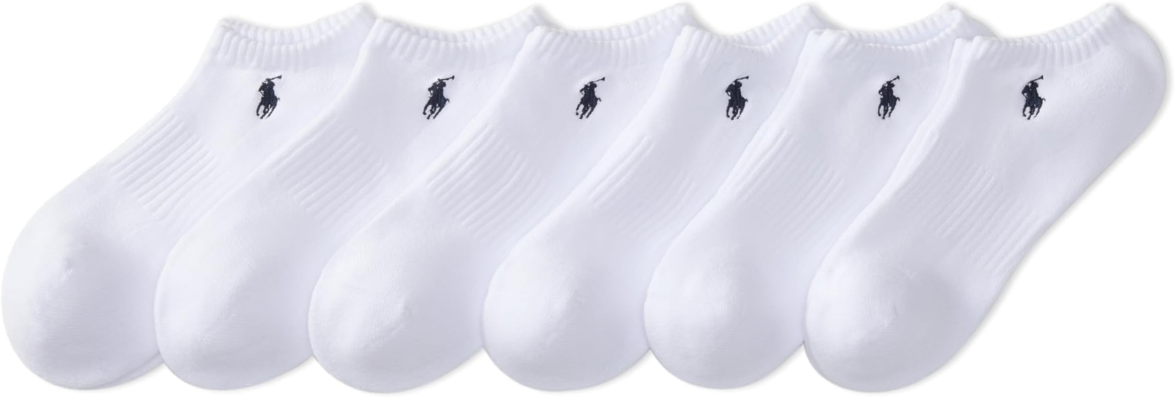 POLO RALPH LAUREN mens Athletic Performance Cotton Low Cut Socks - 6 Pair Pack - Moisture Wicking Mesh