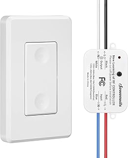 DEWENWILS Wireless Light Switch and Receiver Kit, No in-Wall Wiring Required,Remote Control Wall Switch Lighting Fixture for Ceiling Lights, Fans, Lamps,100 Ft RF Range, Programmable