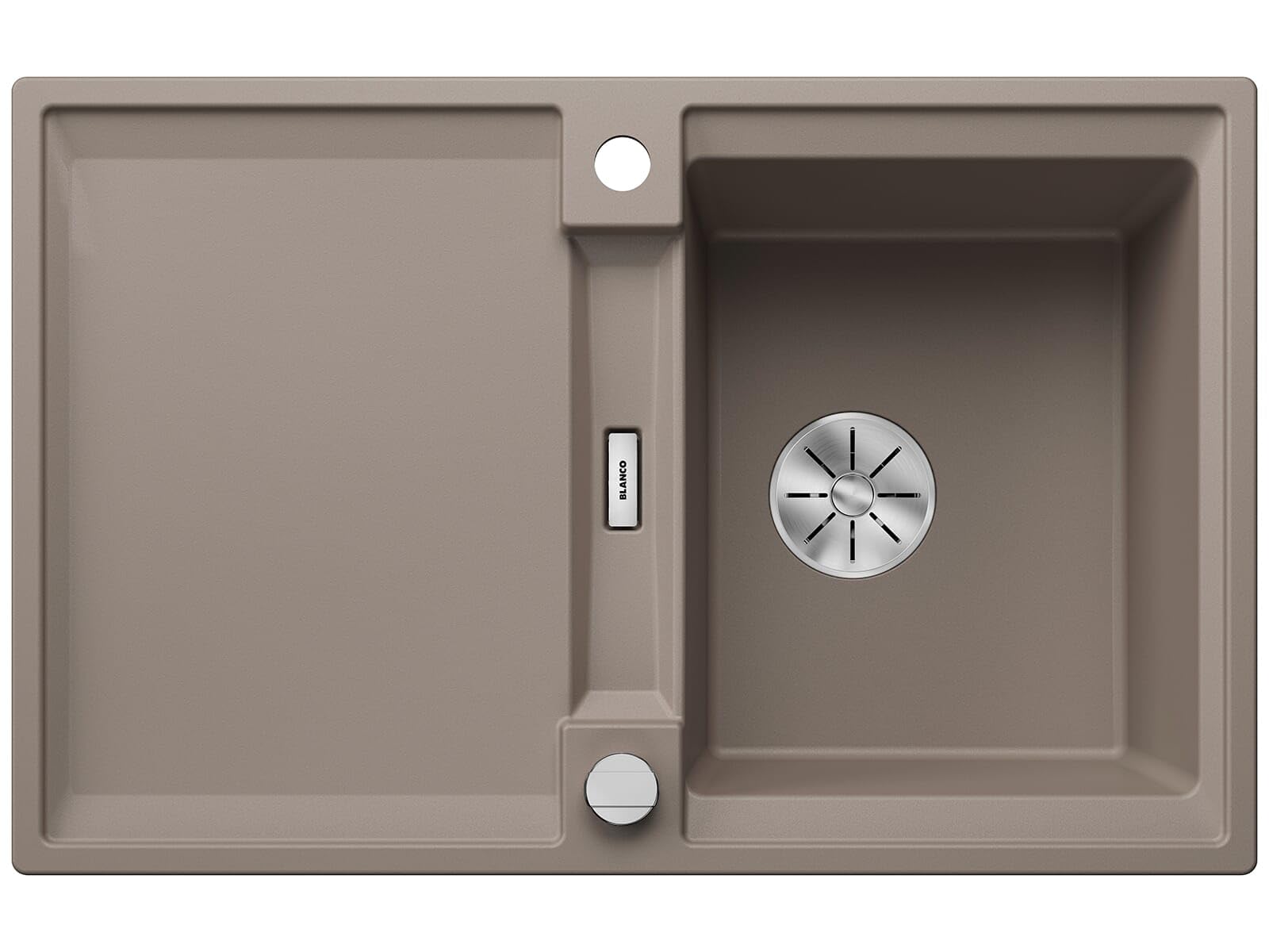 BLANCO ADIRA 45 S, Silgranit tartufo, Tipo de montaje: instalación desde arriba, reversible, con mando a distancia, con accesorios, armario bajo 45, lavabo grande, superficie fácil de limpiar