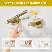 Vista 3 de BATHSIR Soporte de papel higiénico - Montado en la pared, oro cepillado, cuadrado giratorio de doble poste, soporte de aluminio para baño