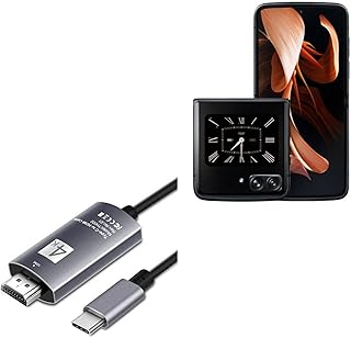 BoxWave Cable Compatible with Motorola Razr (2022) - SmartDisplay Cable - USB Type-C to HDMI (6 ft), USB C/HDMI Cable for Motorola Razr (2022) - Jet Black