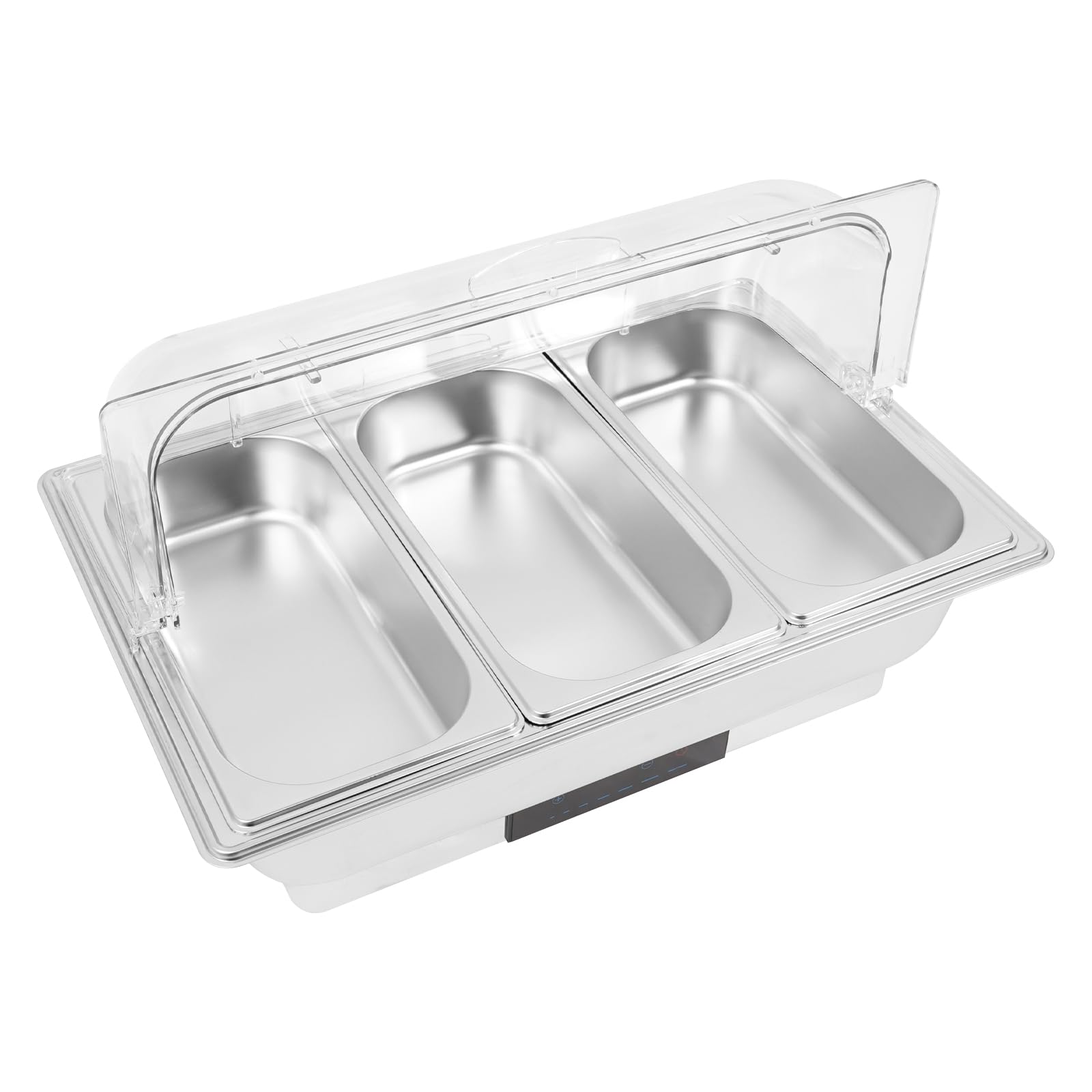 Chafing Dish, scaldavivande elettrico in acciaio inox, per buffet, 9 l, in acciaio inox, 35 ~ 90 ℃, 600 W, per catering party (3 contenitori da 1/3 GN)
