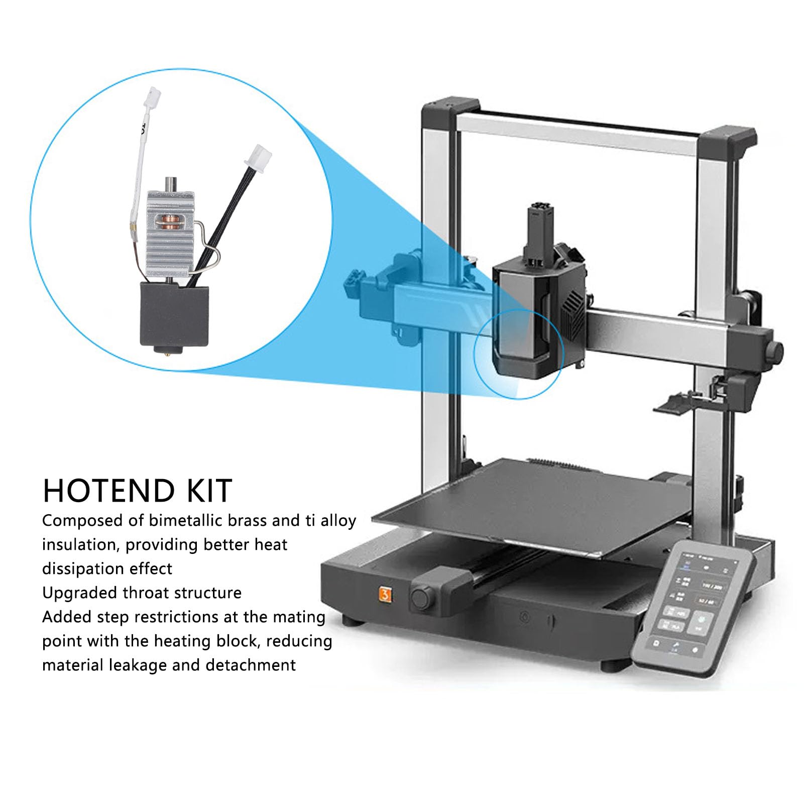 3D Printer Hotend for Kobra 3, 0.4mm Brass Nozzle Hotend Extruder Hot End Kit, Hot End Print Head Extruder Kit for Kobra 3 3D Printer Accessories