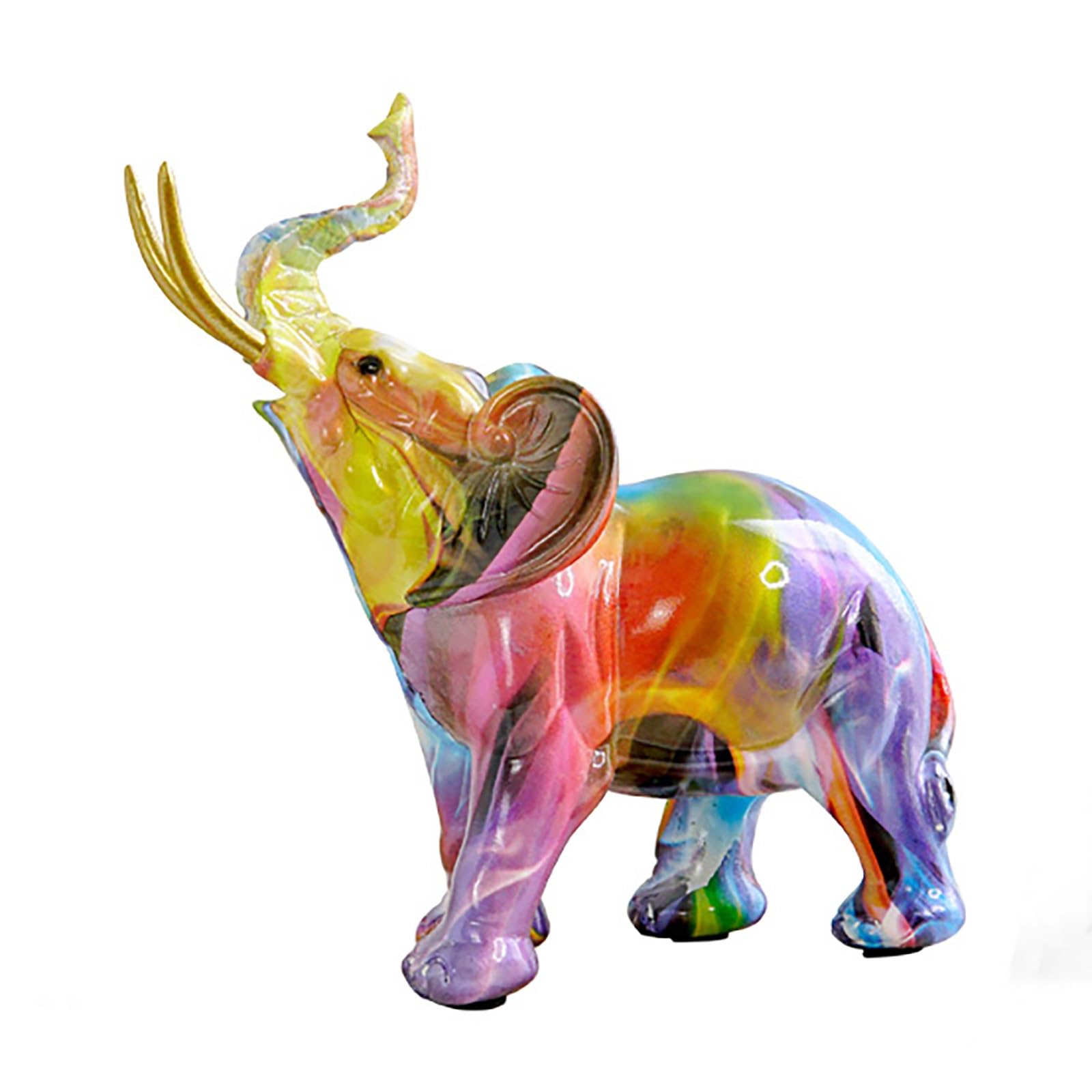 Dytartzx Elephant Sculpture Decor, Creative Resin Colorful Graffiti Animal Desktop Ornament For Home & Office, Ideal Tabletop Decoration For Living Room Bookshelf Porch