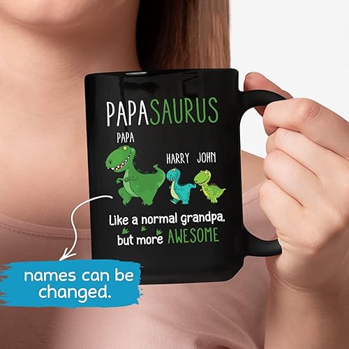 Miniatura 3 de Taza de Papasaurus, taza personalizada para papá para regalos de cumpleaños, taza de Dadsaurus, taza de dinosaurio Papasaurus Daddy regalo de hijo e