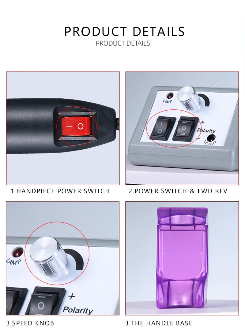 Kit multifunzione per pedicure e lucidatura unghie, trapano elettrico per unghie e lucidatura unghie, trapano elettrico per unghie da 2000 giri/min, set per manicure per casa e salone (rosa)
