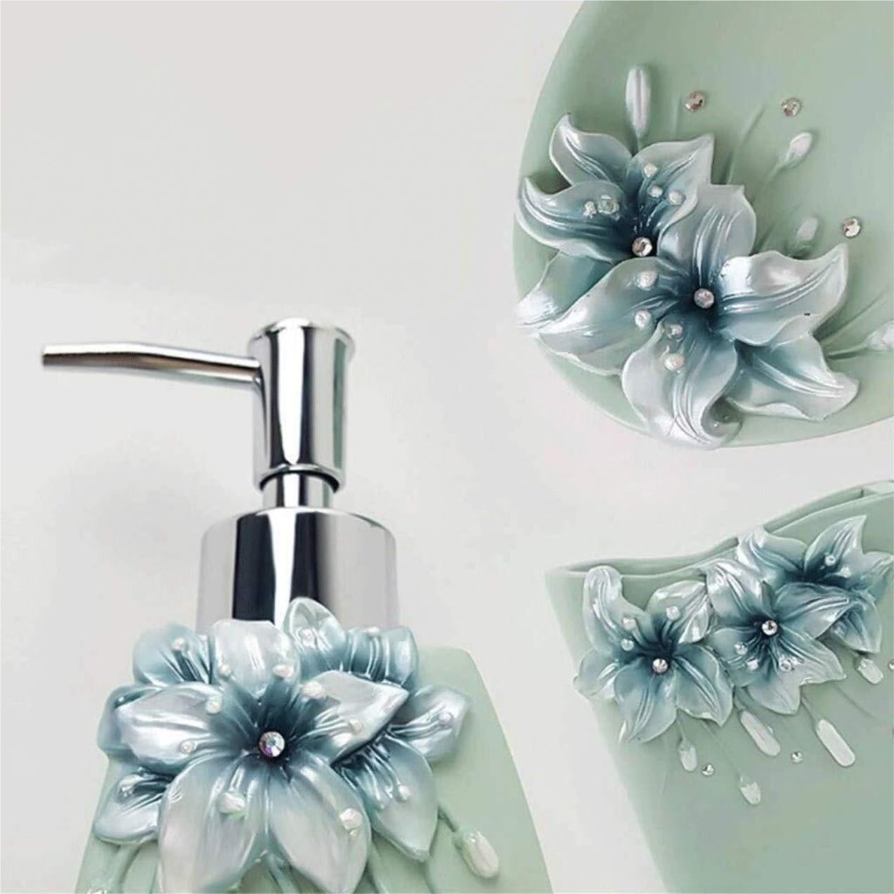 Dispensador Jabón Set Juego De 5 Piezas para Baño, Incluye Dispensador De Jabón, Soporte para Cepillo De Dientes, Dispensador De Jabón para Baño Baño Accesorios