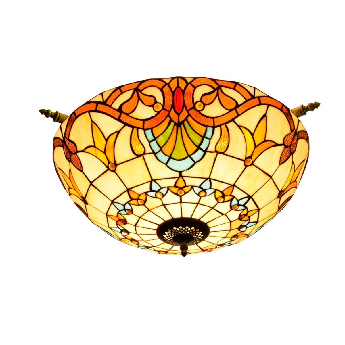 HPTHLY Stained Glass Ceiling Lighting 65Cm Creative Stained Glass Small Living Ceiling Lamp Restaurant Bar Bed Art Tiffany Half Ceiling Light Morning Glory