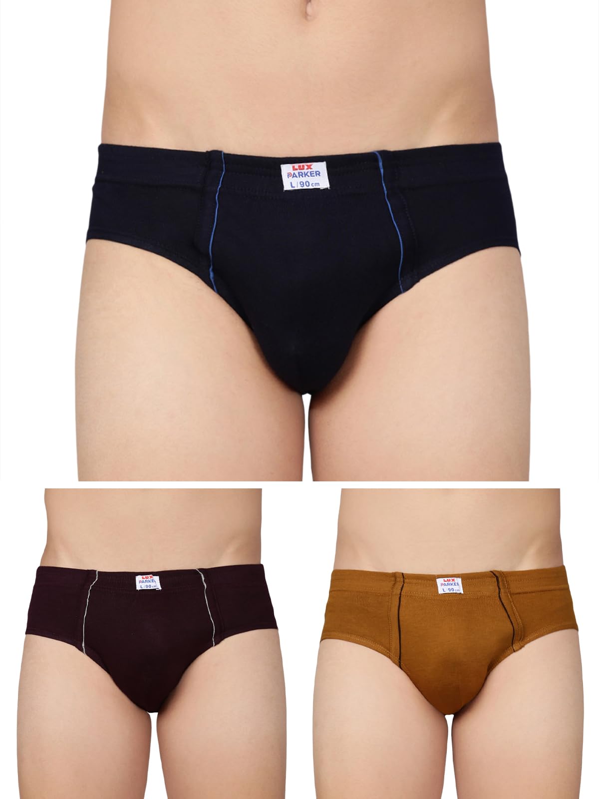 Buy LUX PARKER Men's 100% Cotton Inner Elastic Regular Solid Brief
