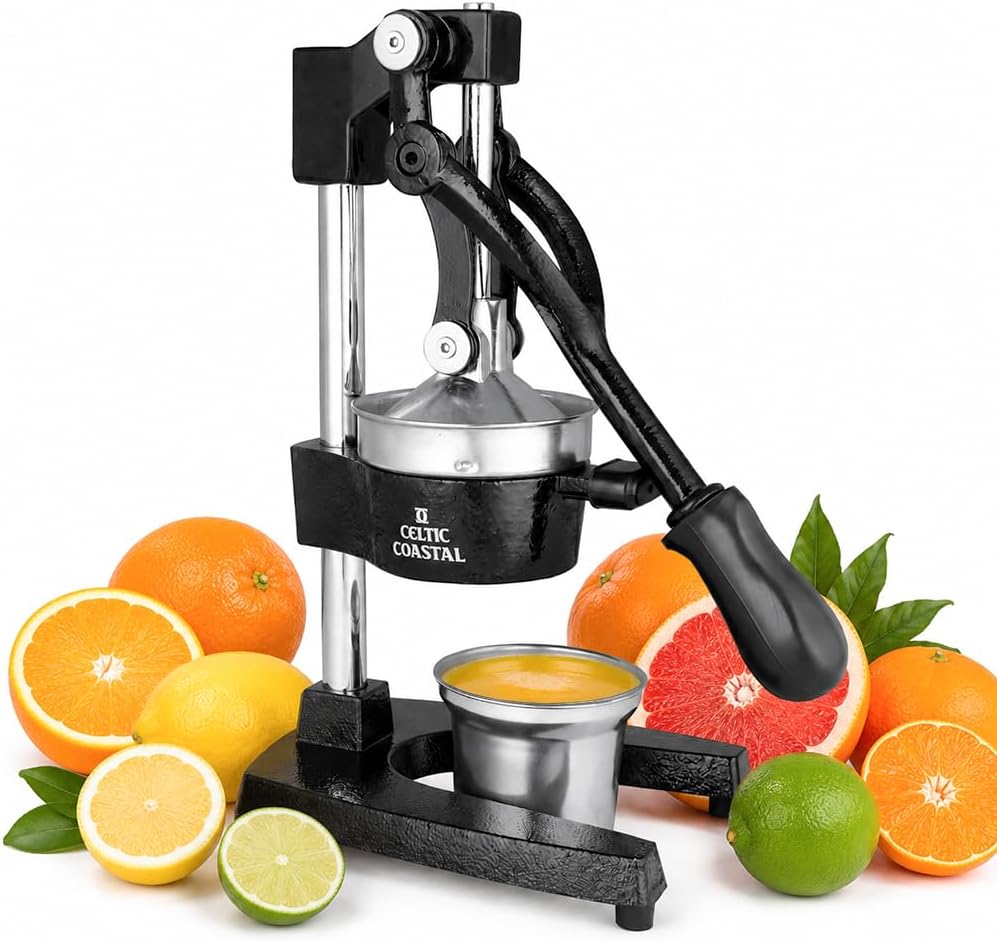 Cast Iron Citrus Juicer, Manual Hand Press for Lemon Orange Lime Grapefruit