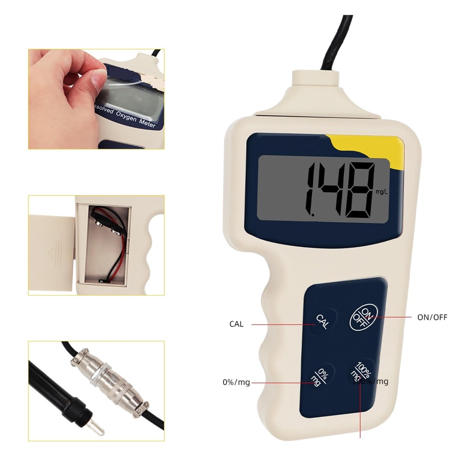 Analizador Digital de oxígeno disuelto Concentración Dector Tester Medidor Calidad del Agua Comprobación Precisa Sencilla