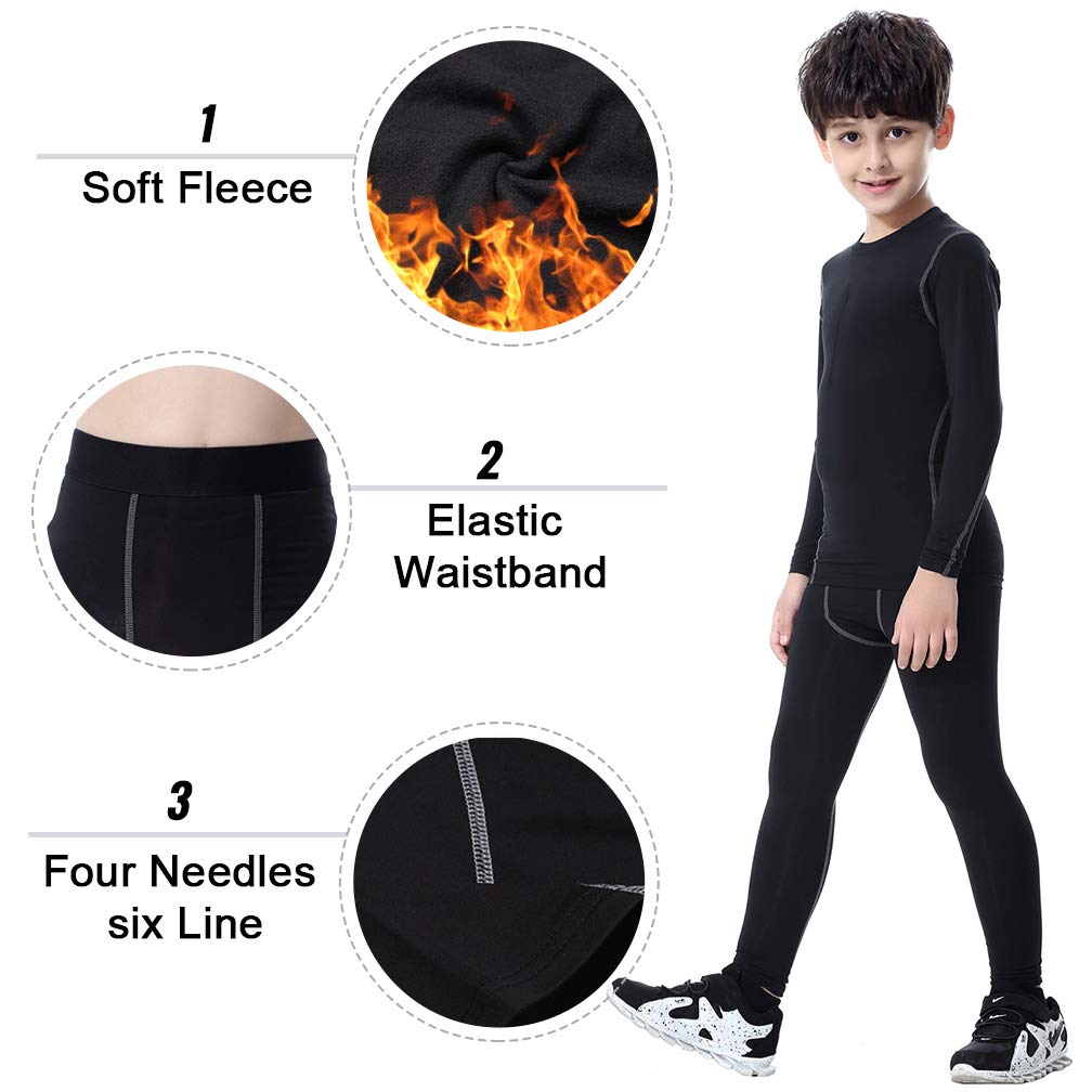 Conjunto de ropa interior térmica para niños de 2/3/4/5 piezas de compresión deportiva y camisas, capa base, ropa interior térmica