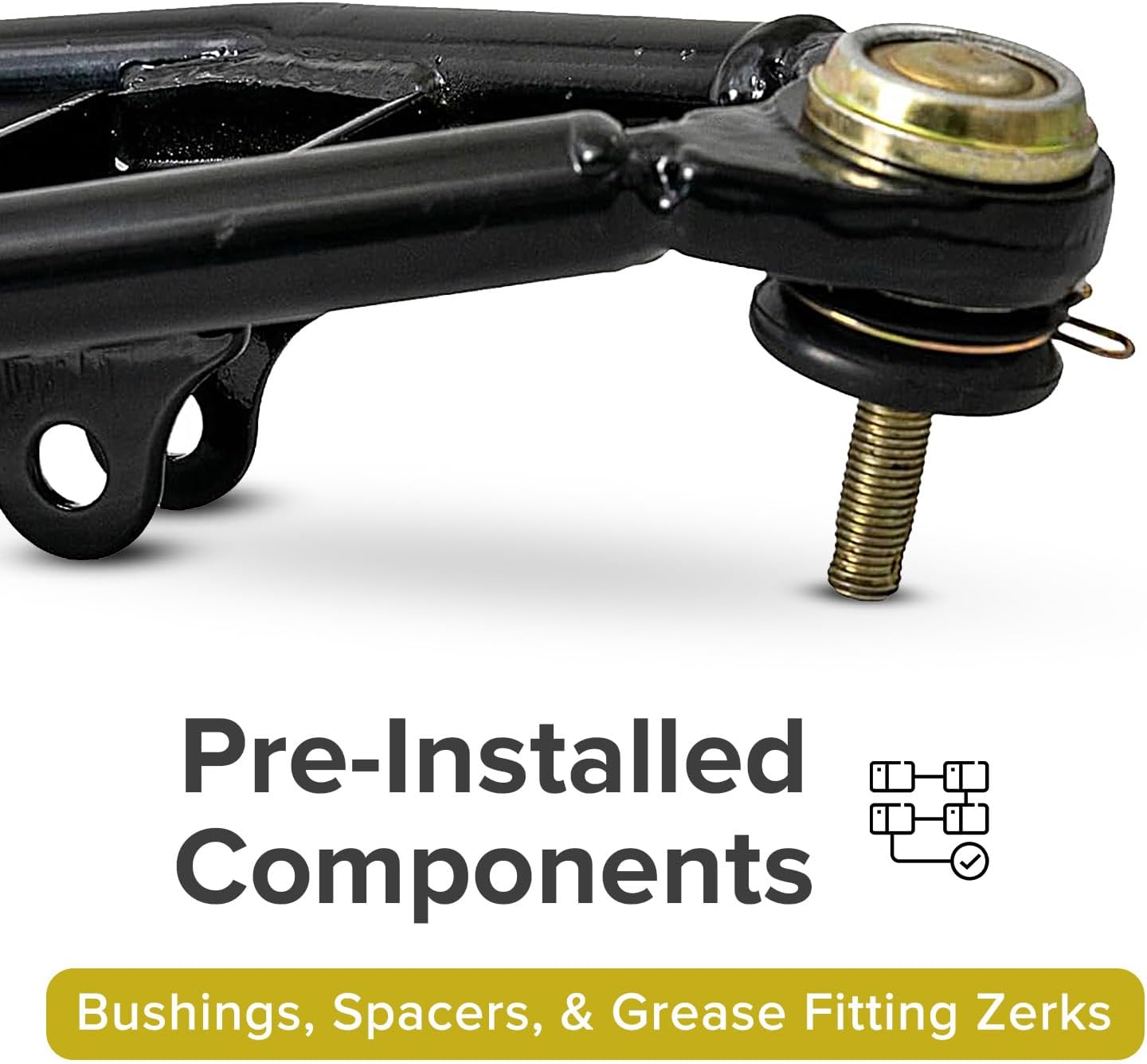 AlveyTech Lower A-Arm for the Coleman AT125-EX and UT ATV (Right) - Replacement Black Enameled Steel, Control Arm Bushing with Ball Joint for Gas Powered ATV's, Quad, 4-Wheel Accessories, DIY Install