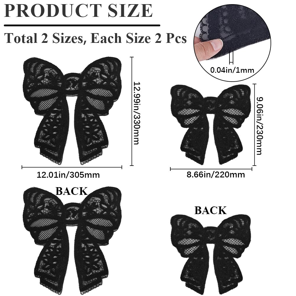 GORGECRAFT - Kit Patchs Papillon En Dentelle à Coudre - Strass Et Broderie - Pour Robes, Vêtements, Artisanat - Noir & Blanc