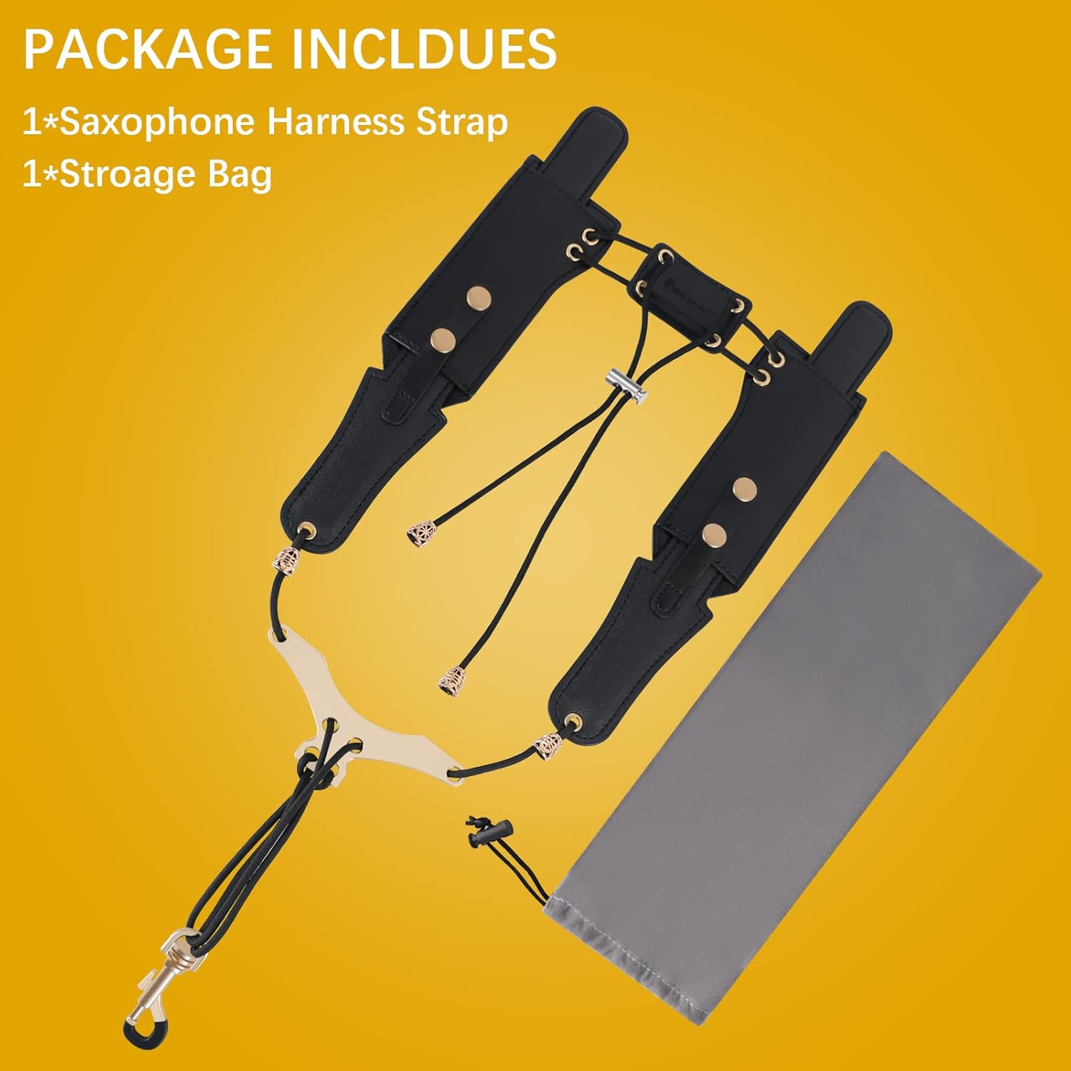 RANMING Saxophone Shoulder Strap,Double Shoulder Leather