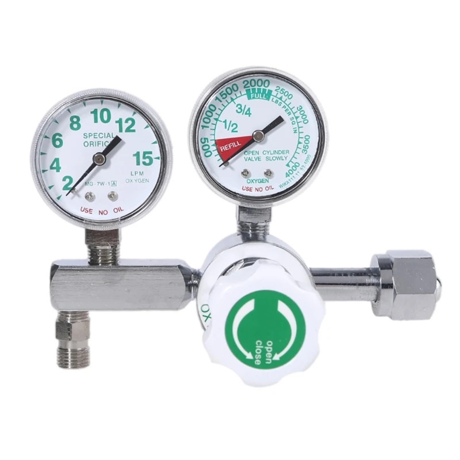 Pressure Reducer Gas Regulator CGA-540 Nut & Nipple with Flowmeter