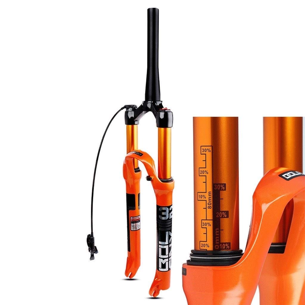 Fourche Avant de VTT 26/27,5/29 Pouces, Suspension à Ressort pneumatique, Tube Conique 1-1/2", débattement HL/RL 105 mm, Frein à Disque QR 9 mm (Couleur : Télécommande, Taille 27,5