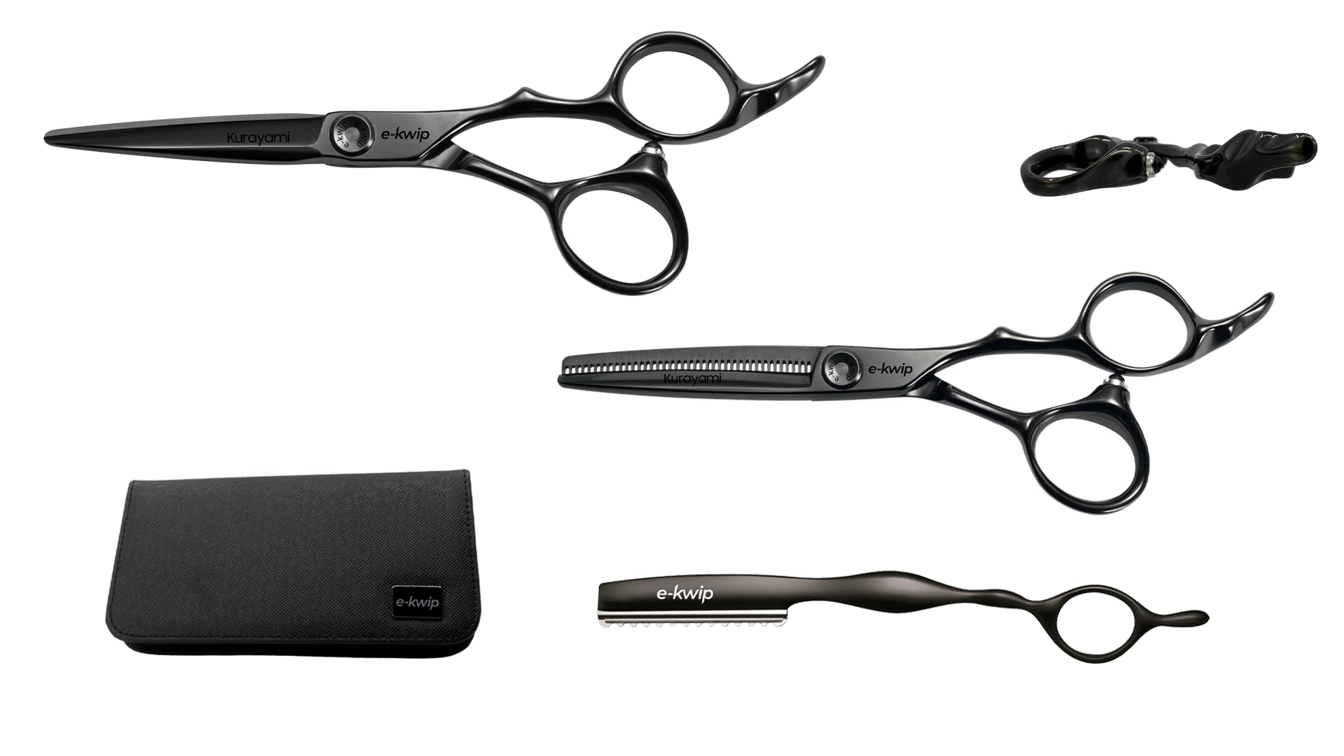 Kurayami Profi Friseurscheren Set - 6,0 Zoll Schneide- & 5,5 Zoll Modellierschere aus Japanstahl - titanbeschichtet, inkl. Razor & Aufbewahrungstasche