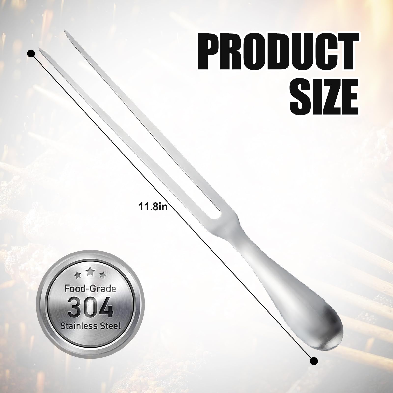 Tenedor de Barbacoa de Acero Inoxidable, 28 cm Tenedor para Trinchar Profesional, Tenedores de Carne de Acero Inoxidable, Apto para Lavavajillas, para Barbacoa, Cocina, Pavo, Asado y Cena