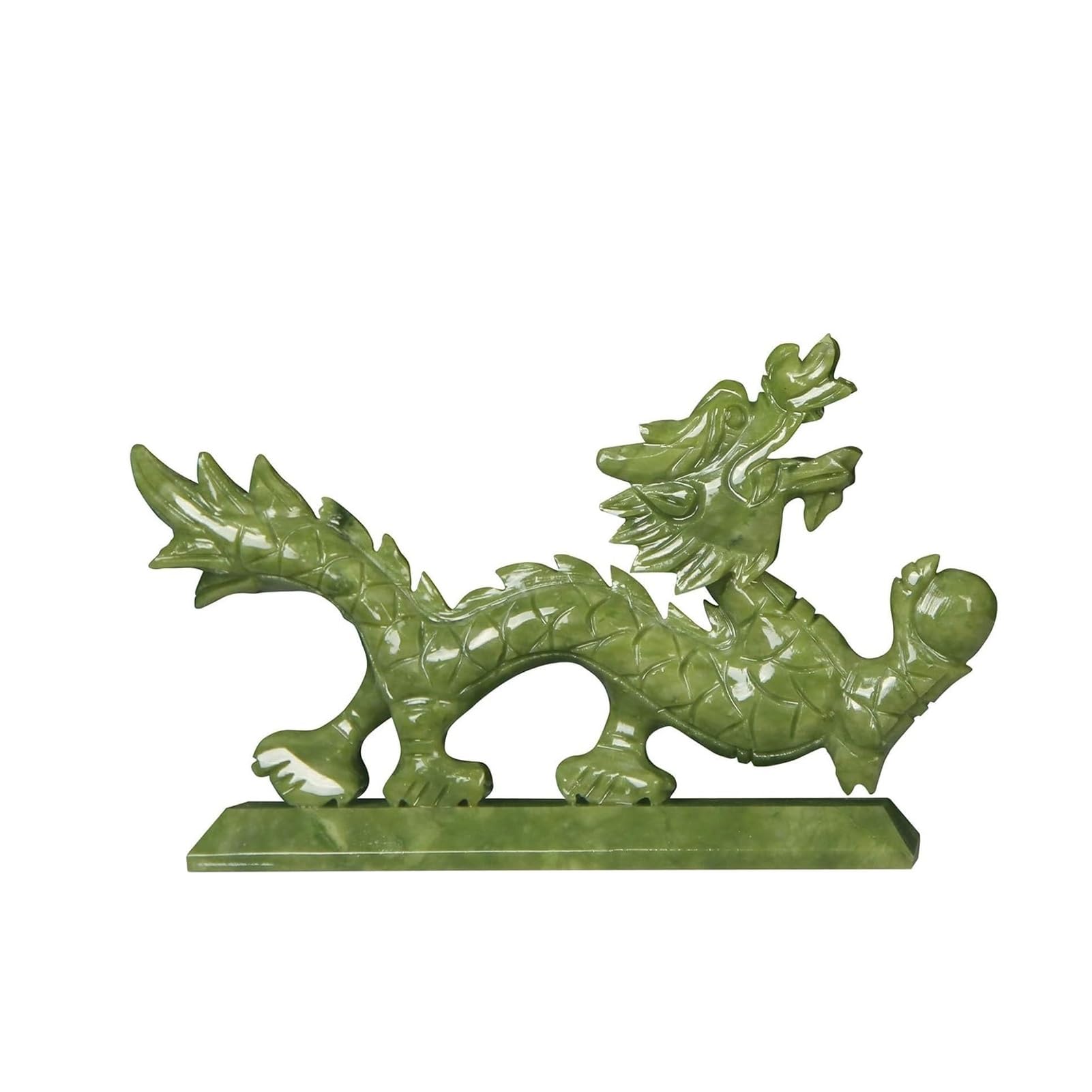 Kunststatue – Drachenskulptur Für Die Heimdekoration, Chinesisches Feng Shui Aus Natürlichem Jade, Drachenfiguren, Sammlerstücke, Symbol Für Wohlstand, Glück Und Erfolg(D,L28cm)