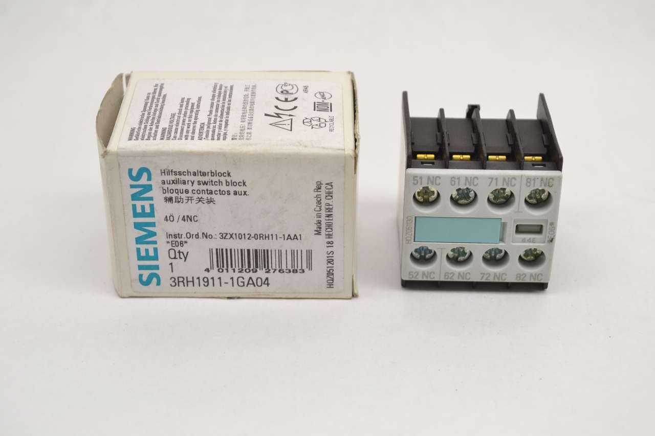 Siemens 3RH1911-1GA04 Auxiliary Switch Block – 10A 240V AC/DC New