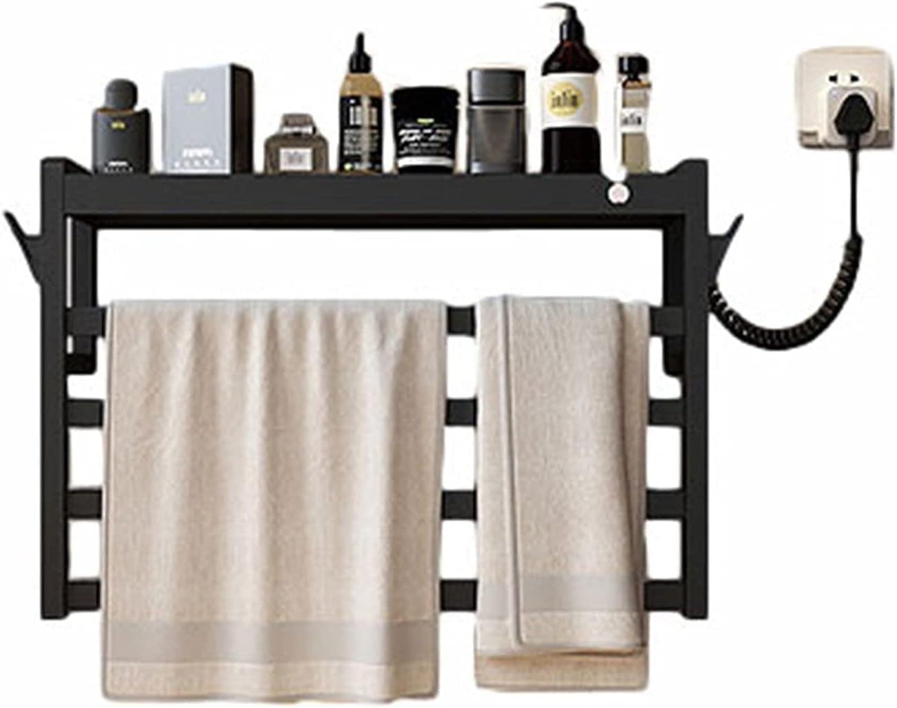 Towel Rack Bathroom Towel Drying Rack Freestanding Stainless Steel Towel Heater Rail Quick Towel Dryer Wall Mounted Towel Warmer Rack Easy Install (Black)