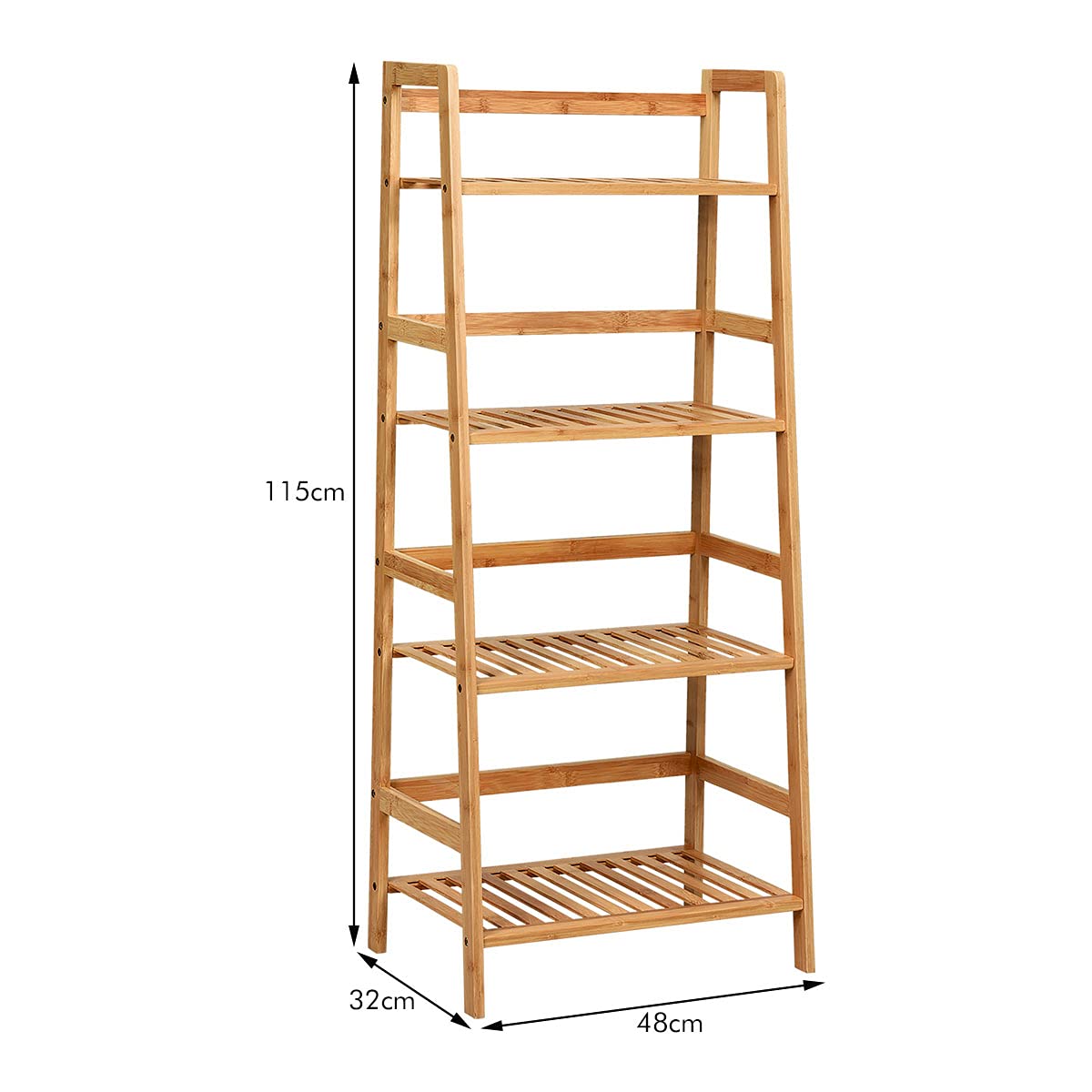 RELAX4LIFE Scaffale Porta Piante in Bambù, Supporto per Piante a 4 Strati, Espositore Impermeabile Multiuso per Giardino/Terrazza/Balcone (Naturale,48x32x115cm)